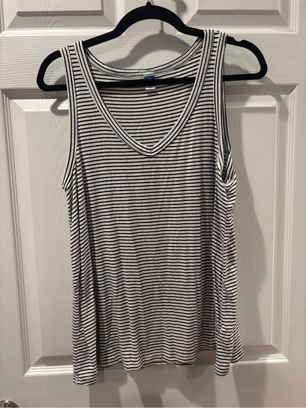 Old Navy Black and White Striped V-Neck Tank
